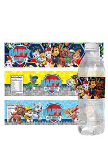 Paw Patrol 10pcs Paw Patrol Themed Water Bottle Stickers, Labels, Baptism Showers, Birthday Decorations, Dog Party Water Bottle Packaging, Birthday Party Decorations Can Be Used(Random Style)