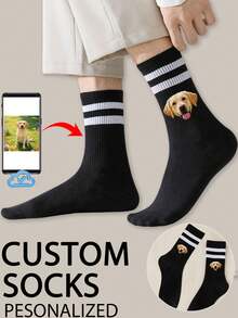 1 Pair Of Customized Crew Socks, Custom Face Socks, Couple Socks, Custom Photo Sock, Custom Printed Socks, Personalized Funny Face Socks, Custom Picture Socks, Put Any Face On The Socks, Anniversary Gift, Valentine Gift, Birthday Gift, Wedding Gift, Mother's Day Gift, Father's Day Gift, Best Friend Gift, Gift For Mom/Dad, Gift For Girlfriend/Boyfriend,, Fall Socks