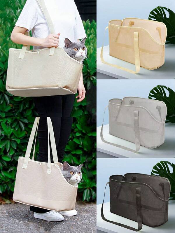1pc Pet Sling Bag, Can Stick Head Out To Pet Cats, Made Of Polyester Fiber, Breathable Mesh Window, Suitable For Small Dogs & Cats Under 10kg, One Shoulder, Portable Pet Dog Carrier Bag, Crossbody Cat Tote Handbag, Breathable Mesh Outdoor Pet Carrier Shoulder Bag, Portable Pet Supplies Cat Carrier Cat Backpack Bike Trailer