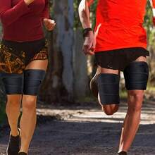 Spliced Leg Shaping Belt Running Sweating Protective Gear Thigh Sleeve Pressure Black And Yellow Sweating Leg Belt - Black - View 4