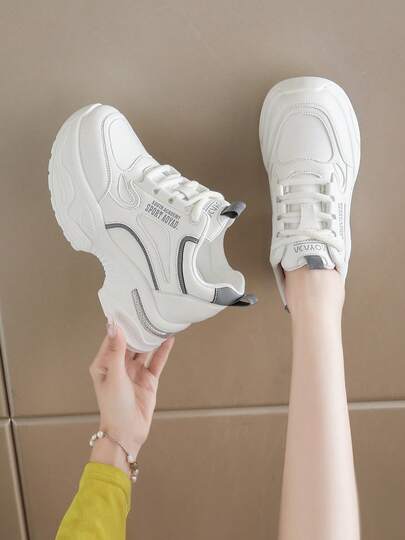 8厘米厚底穆勒运动鞋，复古风格舒适休闲鞋，隐形坡跟增高，娇小女性必备