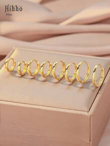 Hihho 4 Pairs Copper Hoop Earrings For Women And Men, Classic Smooth Cartilage Earrings, Small Hoop Earrings Set, Infinity Symbol Earrings For Women - Yellow Gold - View 3