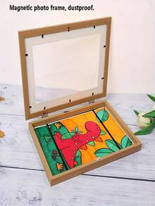 2 Pieces A4 Wooden Photo Frames With Front Opening, Classic Photo Frames, Foldable Wall Hanging Design, Easy To Change Photos, For Children'S Painting, Family Photo Display, Home Decoration Ornaments - màu đen - Xem 9