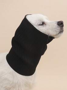 1 件涤纶简约纯色条纹柔软羊毛温暖舒适宠物耳朵保护头套，适合中小型猫狗户外使用