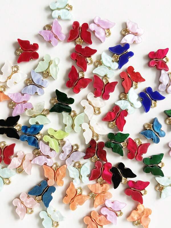 10/20/50pcs Colorful Butterfly Pendant Charms, DIY Pendant For Earrings, Necklaces, Fashionable & Cute Decoration, Ideal Accessory For Necklace, Bracelet, Keychain, Jewelry Making