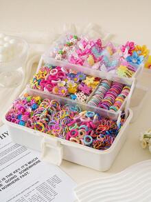 824 件/10 件套儿童粉色发饰，可爱时尚的花朵和蝴蝶结发夹，简约婴儿发带，马尾辫夹，适合所有季节 - 甜美风格，送给女孩的最佳礼物，适合所有场合 - 彩色 - 查看 10