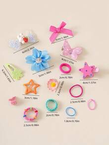 824 件/10 件套儿童粉色发饰，可爱时尚的花朵和蝴蝶结发夹，简约婴儿发带，马尾辫夹，适合所有季节 - 甜美风格，送给女孩的最佳礼物，适合所有场合 - 彩色 - 查看 8