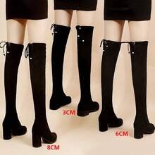 Women Over-The-Knee Boots - 6公分繫帶加絨 - 查看 3
