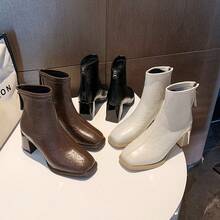 Women Mid-Calf Boots - 米色 - 查看 4