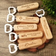 1PC Bulk Custom Wooden Bottle Opener, Wedding Favors For Guests, Personalized Groomsmen Gift, Party Favors, Business Promotional Items