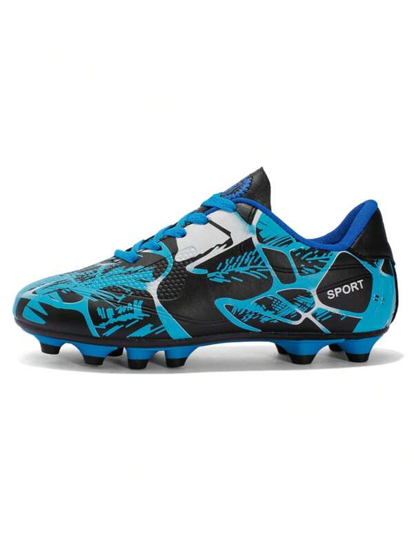Unisex Sports Shoes, Student Campus Athletic Soccer Cleats, Asymmetrical Camouflage Design, Non-Slip And Durable Sole