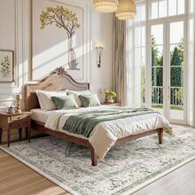 Washable Area Rug 8x10  Large Vintage  Living Room Rug Oriental Rugs For Bedroom, NonSlip Retro Medallion Carpet Print Distressed Rugs For Dining Room Home Offi Sage