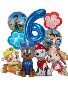 Paw Patrol 9 Pcs Cartoon Paw Patrol Foil Balloon Digital Number Supplies Rescue Dog Birthday Party Decoration Gift ,Paw Patrol Digital Balloon Is Suitable For Birthday Decoration