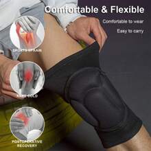 1 pieza/2 piezas Rodilleras protectoras de caparazón de tortuga gruesas para hombres y mujeres en tallas S/M/L/XL, rodilleras negras de espuma con patrón de caparazón de tortuga, gruesas, de 3 cm de grosor y con esponja EVA de alta resiliencia, suaves y transpirables, adecuadas para baile, voleibol, baloncesto, fútbol, tenis, carrera, etc.