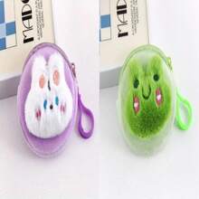 1/2 件卡通毛绒零钱包可爱迷你柔软动物零钱包收纳包学生便携耳机包，款式多样 - 适合派对 - 节日礼物 - 彩色 - 查看 17