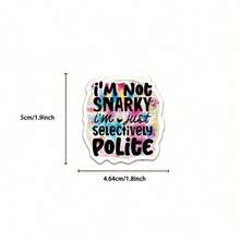 50 Satirical Vinyl Stickers - Reusable, Colorful Design With Funny Phrases Like "Nobody Cares" And "Shut Up" - Perfect For Laptops, Water Bottles, Luggage, Helmets, Skateboards And Motorcycles, Laptop Decorations | Glossy Surfaces | Durable Adhesives - 諷刺 - 查看 5