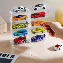 1PC, Acrylic Display Cabinet, 8-Slot Display Cabinet, Small Toy Car Storage Box, Office Parking Storage Box, Used For Home Decoration - Multicolor - View 6