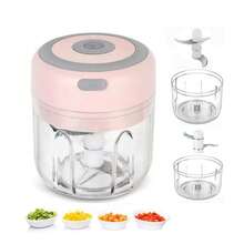 Mini Picadora De Ajo Eléctrica Portátil Molinillo De Grado Alimenticio De Acero Inoxidable - Rosa - Ver 2