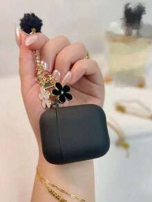 1pc Black & White Floral Chain Headphone Case Compatible With Iphone, 1/2 Earpods Protective Cover, New Wireless Earphone Case Compatible With AirPods 3/Pro/Pro2, Boyfriend/Girlfriend Gift XVJF - Vòng cổ hoa đen trắng - Xem 5