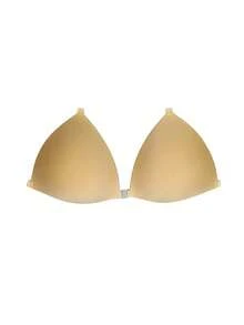 1pc Bikini Nipple Covers. Triangular Cup Ladies' Push-Up Nipple Covers. Silicone Invisible Bra For Brides' Wedding Dresses. With Shoulder Straps - Apricot - View 24
