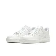 Nike Air Force 1 07 Leather Classic Retro Style Durable Low-Top Sneakers, Men, Pure White - White - View 3