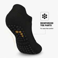 2 pares de calcetines de yoga y pilates antideslizantes para mujeres - calcetines deportivos de punta abierta con soporte para el arco, transpirables para ejercicio, ballet, - disponibles en múltiples colores para todas las estaciones (negro/beige/rosa/morado/verde), calcetines con agarre para pilates, accesorios de ballet, suela con textura antideslizante, un regalo - Multicolor - Ver 7