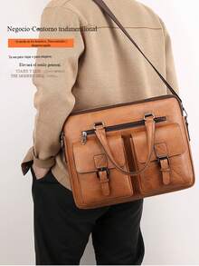 Maletines para hombre bolsos para portatil bolsas documentos negocios alta capacidad compartimentos organizador acolchado para laptop correa ajustable material resistente estilo ejecutivo funcional ideal para trabajo viajes reuniones envio rapido garantia - Negro - Ver 4