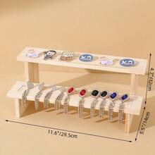 1pc Wooden Display Rack With Transparent Shelves, Multi-Layer Figurine, Blind Box, Jewelry, Cosmetics Storage Organizer - Wood Color - View 11