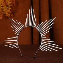 1件优雅金色光环皇冠头饰 - 女神头饰女王皇冠新娘头箍，拍照道具，派对，宴会，节日，服装，万圣节 - 金色 - 查看 18
