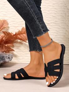 Women's Floral Criss-Cross Strap Decorated Sandals, Vacation Style Casual Daily Wear, Plus Size Strap Slippers