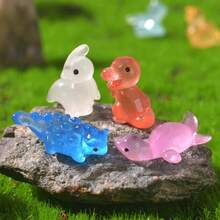 夜光可爱恐龙微景观花园装饰，DIY卡通透明迷你恐龙树脂配件