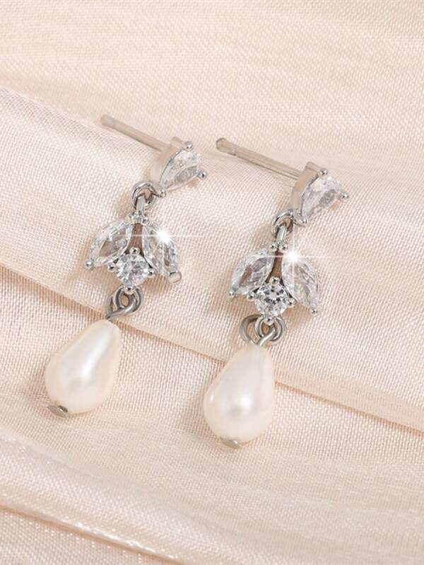 Pendientes de mujer, pendientes de alta calidad, pendientes de perlas exquisitos y de moda, pendientes versátiles y elegantes con colgante de perla