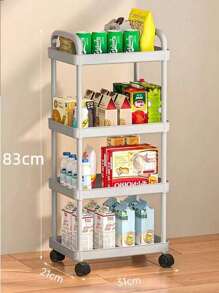 1pc 4-Layer/3 Layer Practical Plastic Trolley With Swivel Wheels, Storage, Shelving, Kitchen Organization, With Handle, Multi-Functional Movable Storage Cart, Applicable For Office, Living Room, Kitchen, Bathroom, Snack And Toy Organizer, Movable Storage Rack With Wheels, Ideal For Home And Office Organization, Simple, Spring Break, Opulessaboho Vibes, Premium Style, Mother's Day, Spring, Spring Decor, Boho
