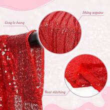 2pcs Red Sequin Curtain, Party Backdrop Decor, Birthday Party Supplies, Backdrop Banner, Reusable For Home Decor, Wedding, Baby Shower, Suitable With Metal Arch Frame And Balloons, Timeless Shiny Backdrop, Mexican Party Decor - Red - View 7