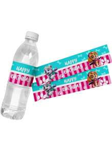Paw Patrol 10pcs Paw Patrol Themed Water Bottle Stickers, Labels, Baptism Showers, Birthday Decorations, Dog Party Water Bottle Packaging, Birthday Party Decorations Can Be Used(Random Style)