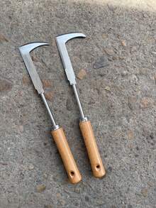 1pc L-Shaped Manual Crack Weeding Tool, Gardening Puller, Agricultural Bonsai Hand Tool - Wood Color - View 2