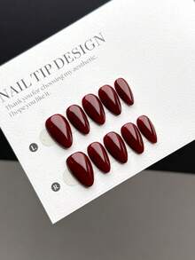 10-Piece Handmade Wearable Nail Tips, Short Almond-Shaped Press-On False Nails, Sweet And Luxurious Style, Smooth And Shiny Pure Red Press-On Short Nails, Suitable For Women And Girls For Daily And Festive Wear, With Nail Set Nail Supplies Nails - Multicolor - View 4