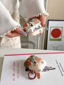 Retro Floral Cat Pattern Silicone Protective Case Compatible With Apple 3rd Generation Wireless Bluetooth Earphones - 棕色 - 查看 3