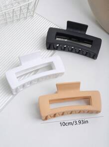 10cm 柔软硅胶方形空心发爪夹，适合浓密头发，哑光发爪发饰发饰女士发夹女士发夹优雅发爪夹秋季配饰秋冬度假装女士 - 彩色 - 查看 4