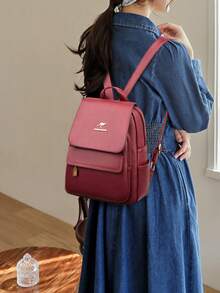 奢华软皮女式背包钱包女士2024背包RuckBagk高品质女士包大容量 - 酒紅色 - 查看 6