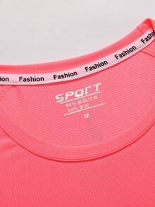 Women's Outdoor Short Sleeve Running Sports Lightweight Training Top T-Shirt - Hot Pink - View 4