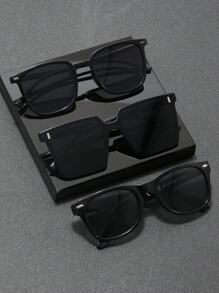 6pcs Unisex Combination Pack, 4pcs, 3pcs Set, 1pc Round Frame, 1pc Square Frame, 1pc Oversized Square Frame, Y2K Square Casual Retro Beach Fashion Sunglasses, Suitable For Daily Wear, All Seasons