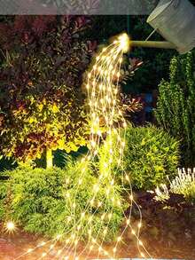1pc 1M 50LED/1.5M 75LED Indoor & Outdoor Decorative Copper Wire Shower LED String Lights, Suitable For Holiday Events, Weddings, Proposals, Outdoor Yard Decor - Yellow - View 3
