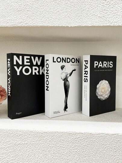 3 st/1 st falsk bok, dekorationsbok, modeböcker, en vikbar falsk bokdekoration med internationella stadsnamn. Modern heminredning, lämplig för många scenarier (rumsinredning, heminredning, sovrumsinredning, vardagsrumsinredning, kontorsinredning, badrumsinredning, skrivbordsdekor, TV-skåp, lobby, bokhylla) olika julklappar.