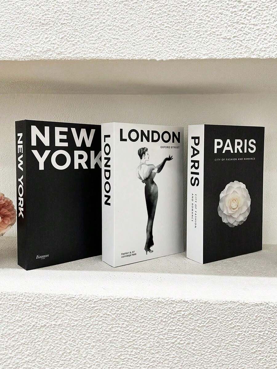 3 件/1 件假书、装饰书、时尚书籍、国际城市名称折叠假书装饰。时尚家居风格，适用于多种场景（房间装饰、家居装饰、卧室装饰、客厅装饰、办公室装饰、浴室装饰、/ 桌面装饰、电视柜、大堂、书架）各种节日礼物。 - 彩色 - 查看 1