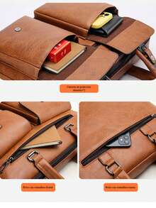 Maletines para hombre bolsos para portatil bolsas documentos negocios alta capacidad compartimentos organizador acolchado para laptop correa ajustable material resistente estilo ejecutivo funcional ideal para trabajo viajes reuniones envio rapido garantia - Negro - Ver 7