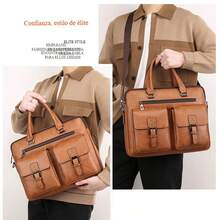 Maletines para hombre bolsos para portatil bolsas documentos negocios alta capacidad compartimentos organizador acolchado para laptop correa ajustable material resistente estilo ejecutivo funcional ideal para trabajo viajes reuniones envio rapido garantia - Negro - Ver 10