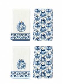 2pcs/4pcs/12pcs Pumpkin Kitchen Towels, Thanksgiving Dish Cloths, Thanksgiving Home Decor, Thanksgiving Kitchen Decor, Modern Style, Absorbent & Quick Dry, Microfiber Material, Rectangular 40*60CM, Digital Printing Pattern, Suitable For Autumn Kitchen Decor, Outdoor Party Decoration, Thanksgiving Holiday Gifts, Birthday Gifts