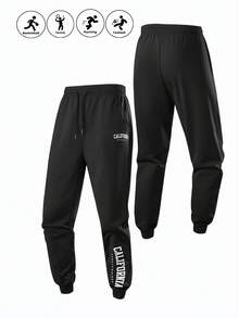 Men's California Print Jogger Pants - Casual Drawstring Waist Printed Leisure Pants, Fashionable Men's Casual Trousers