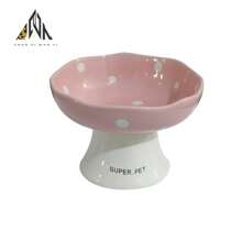 shuo ni mao yi Cat Bowl Ceramic Cat Food Bowl Dog Bowl Food Bowl Cat Bowl Rice Bowl High Footed Dog Drinking Bowl Diagonal Mouth Large Bowl Pet Specific